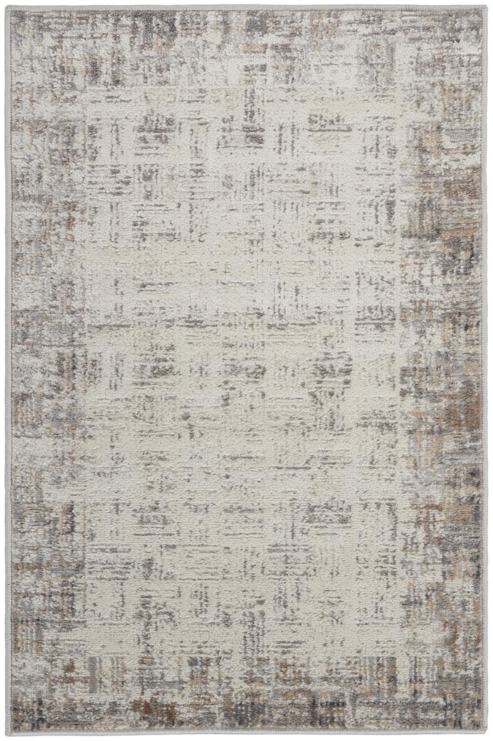 Nourison Elation Abstract Ivory Grey 2' x 3' Area -Rug Easy -Cleaning Non 2' x 3' - Ivory/Grey