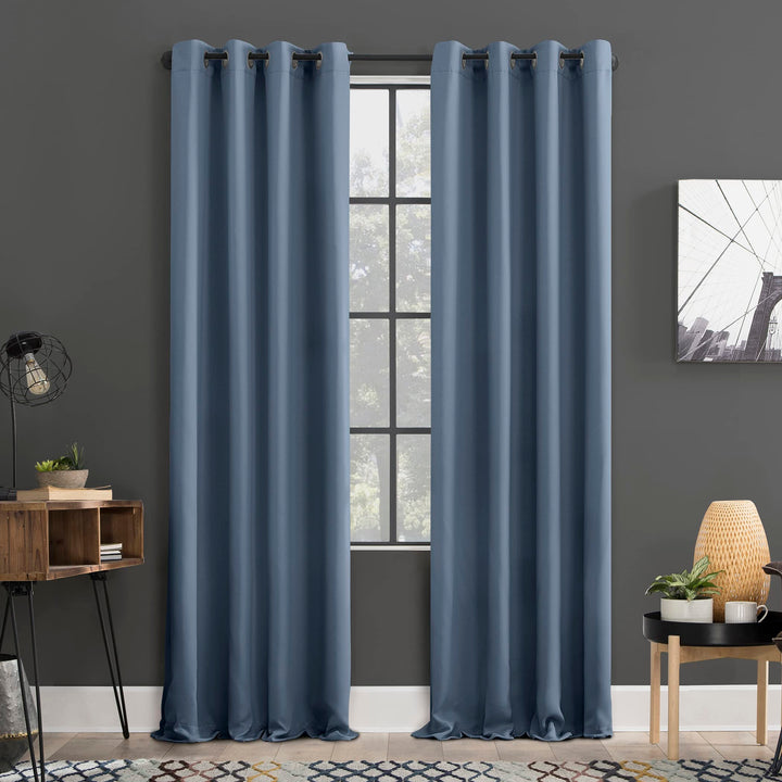 Sun Zero Soho Blackout Energy Efficient Grommet Curtain Single Panel 54" x 63" 54" x 63" - Denim Blue