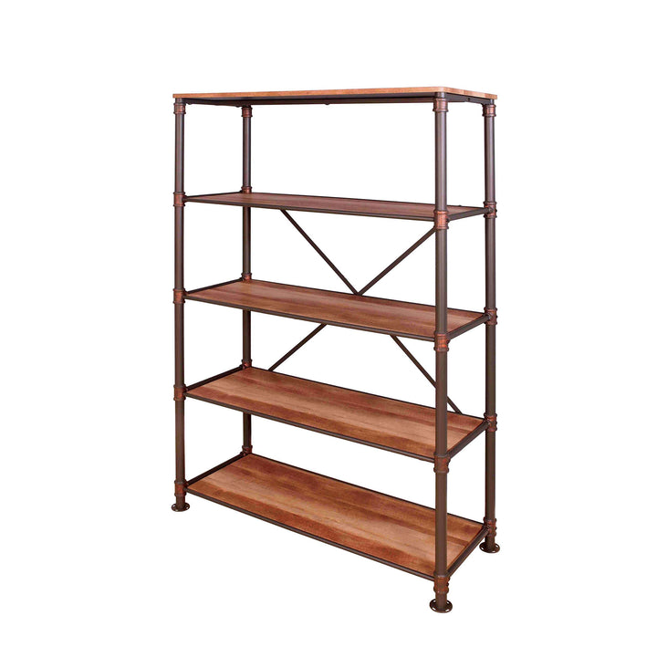 Furniture of America Revo Industrial Pipe-Inspired 5-Tier Sand Black Bookshelf