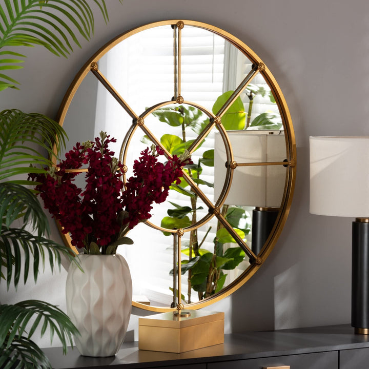 Modern and Contemporary Metal Accent Wall Mirror Gold Includes Hardware