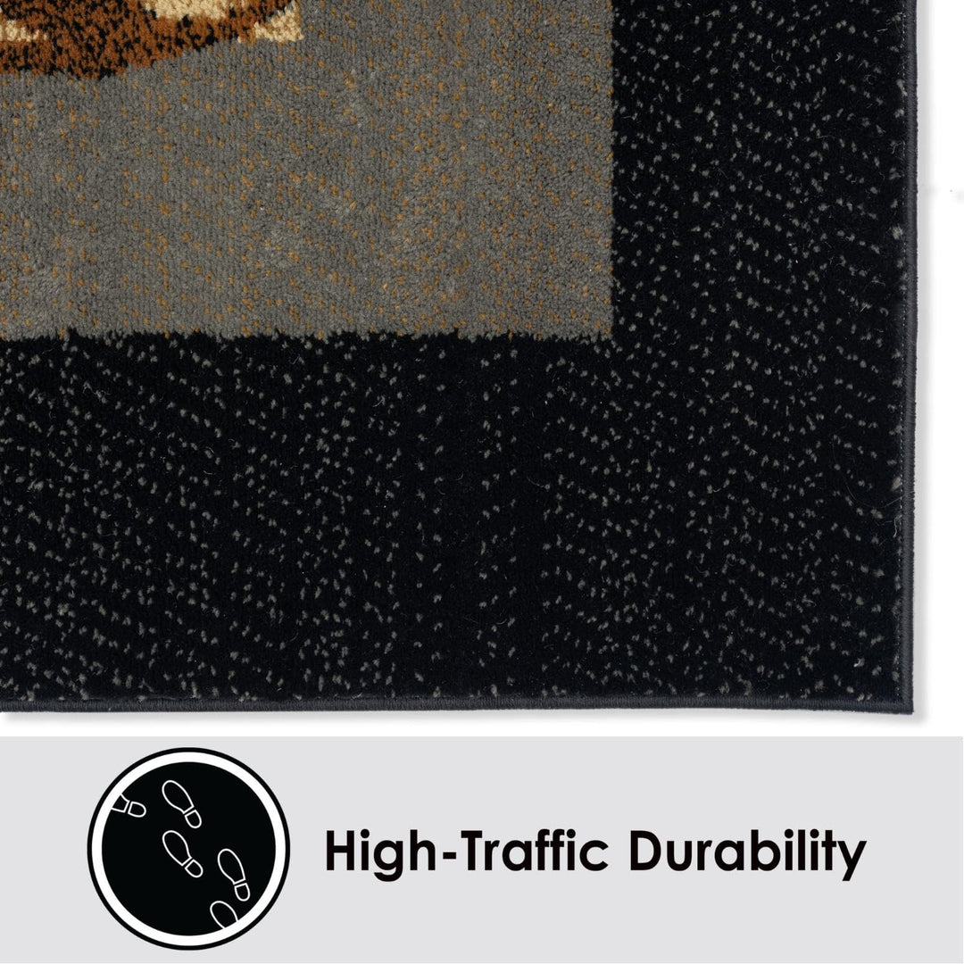 Home Dynamix Royalty Clover Contemporary Geometric Border Area Rug Black/Blue