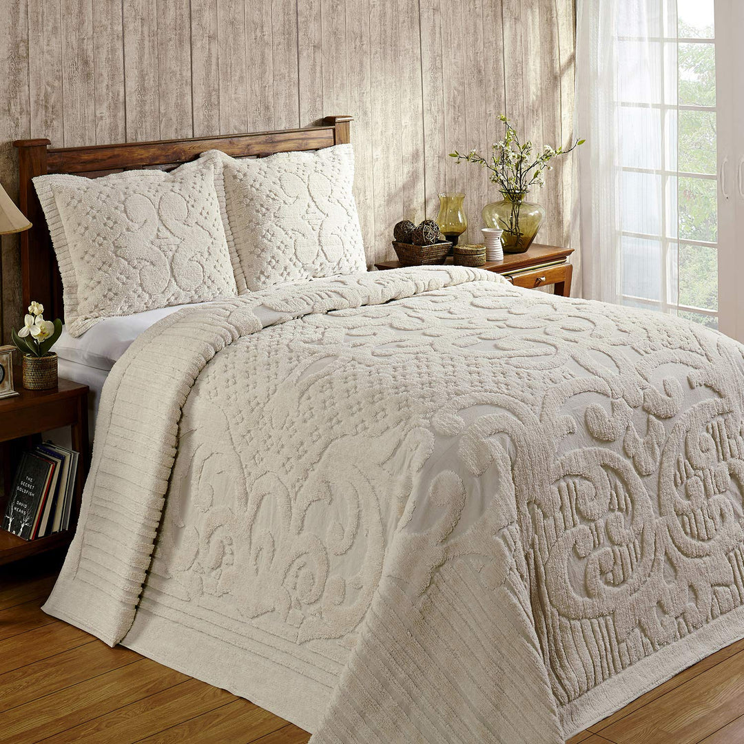 Better Trends Ashton Collection: Luxurious Medallion Design Bedspread - Super Ivory - Queen