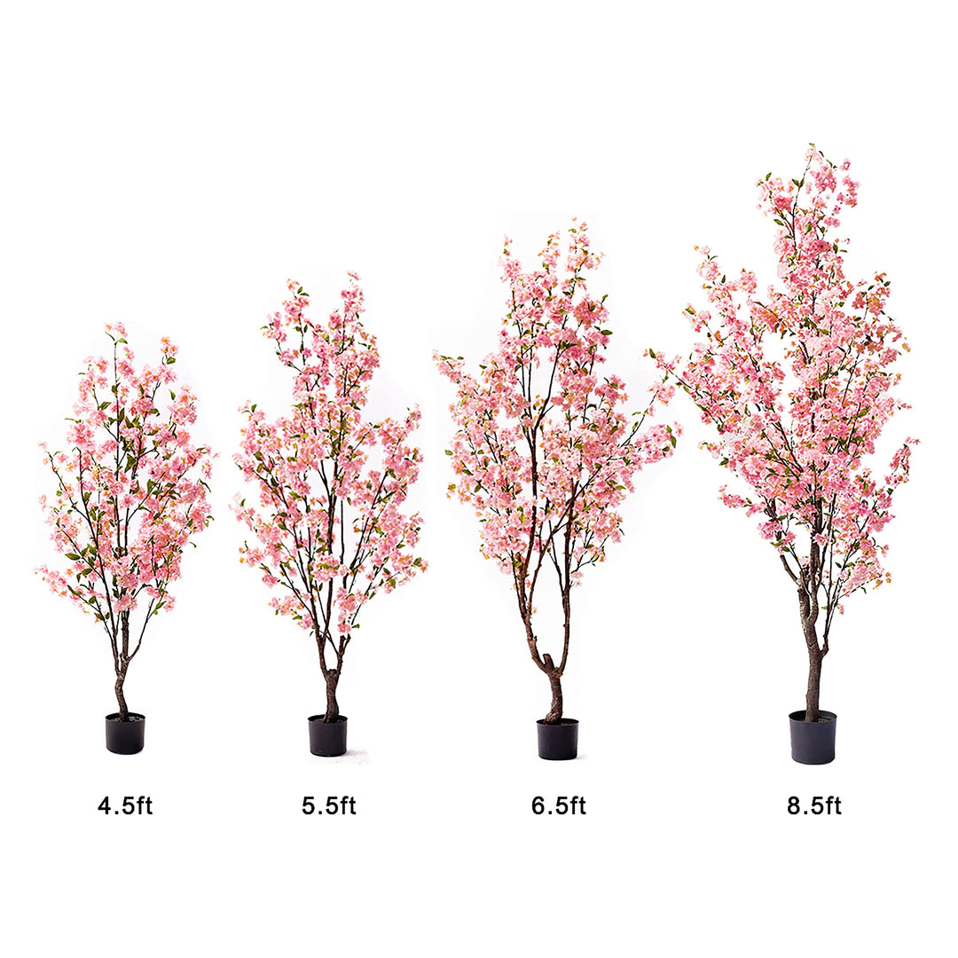 5.5ft Cherry Blossom Flower Tree in Pot 66" H X 34" W 32" Dp Pink - Diamond Home USA