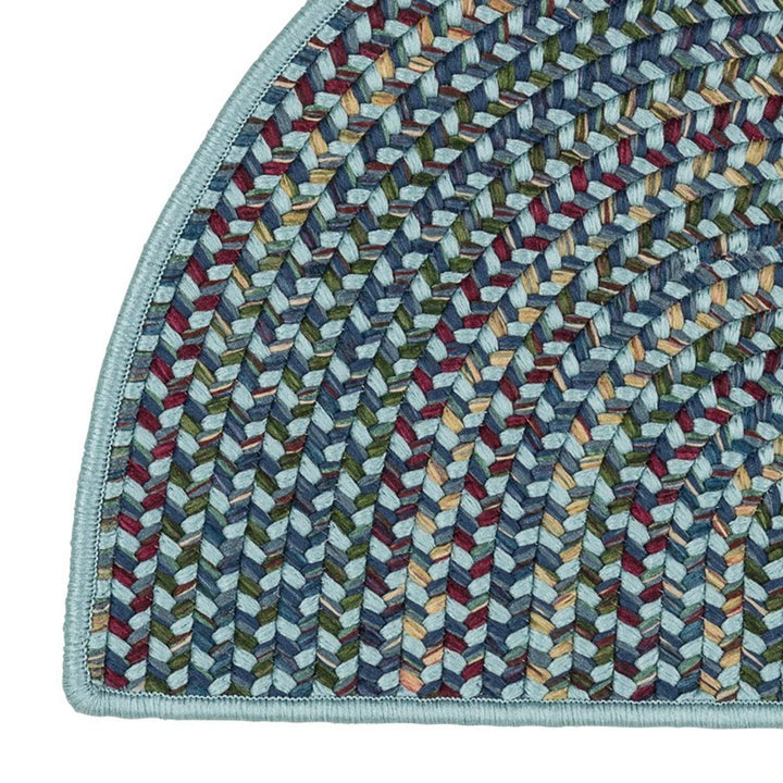 Farmhouse Hearth Rug Half Moon Semi Circle Blue Braided Multi Colors