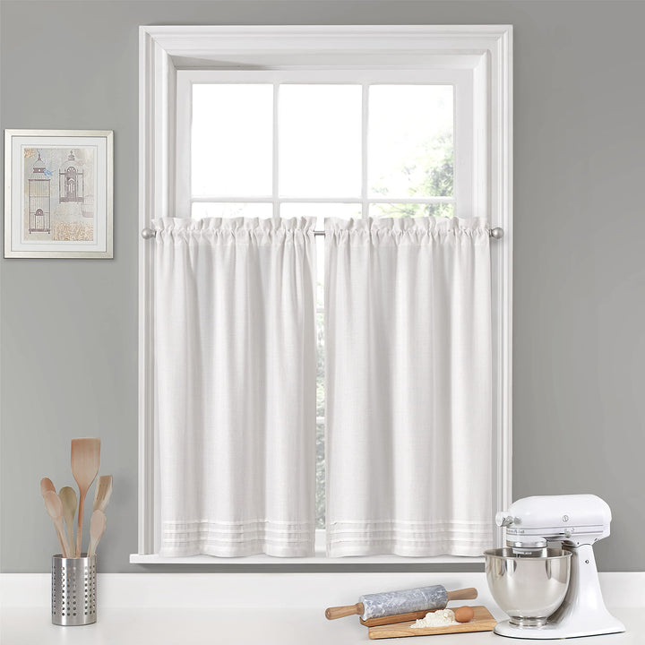 Vue Kingsbury Small Panel Tiers Privacy Window Treatment Pair Bathroom Living White - 52x24