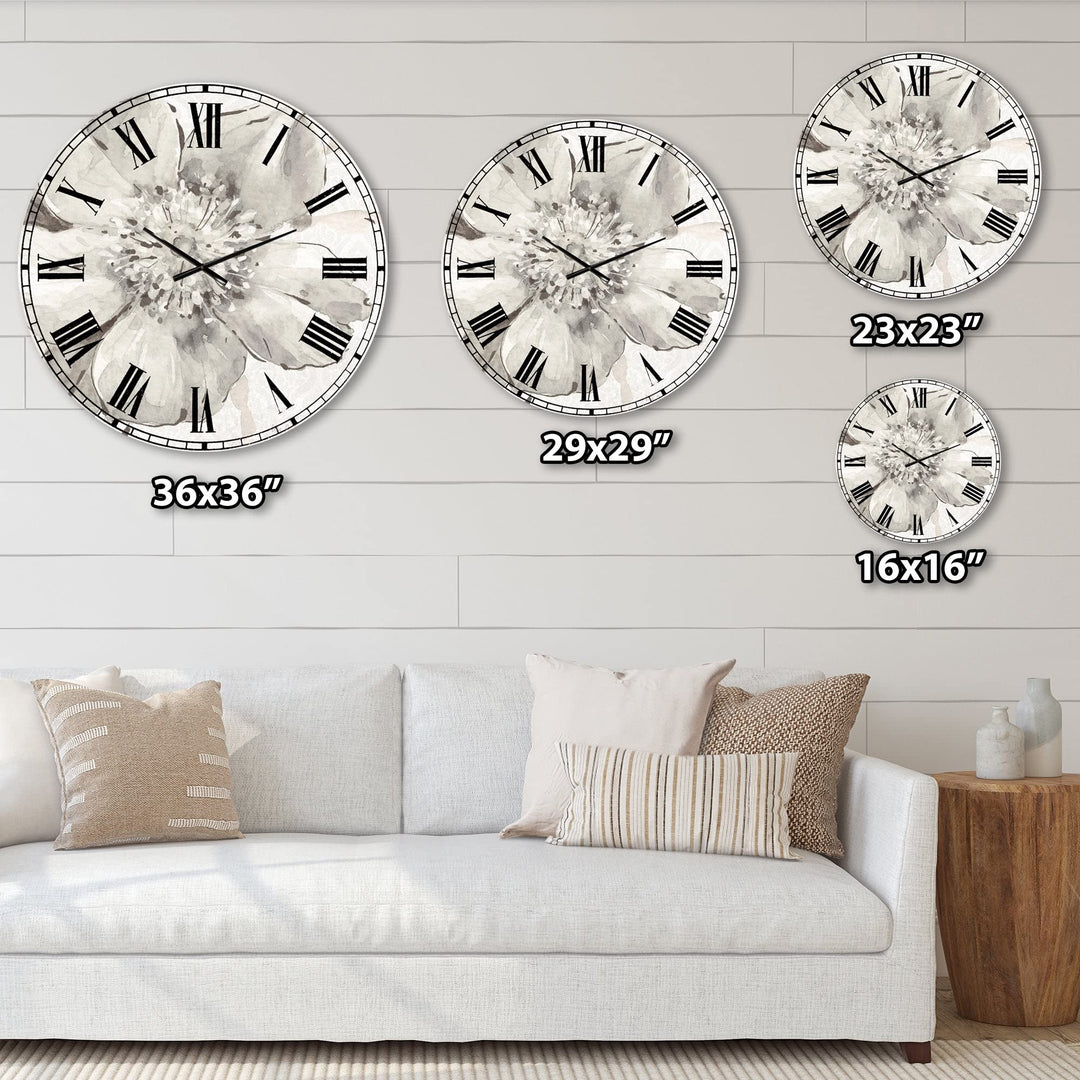 Desgn Art Desgnart 'Indgold Grey Peones III' Farmhouse Large Wall Clock 23