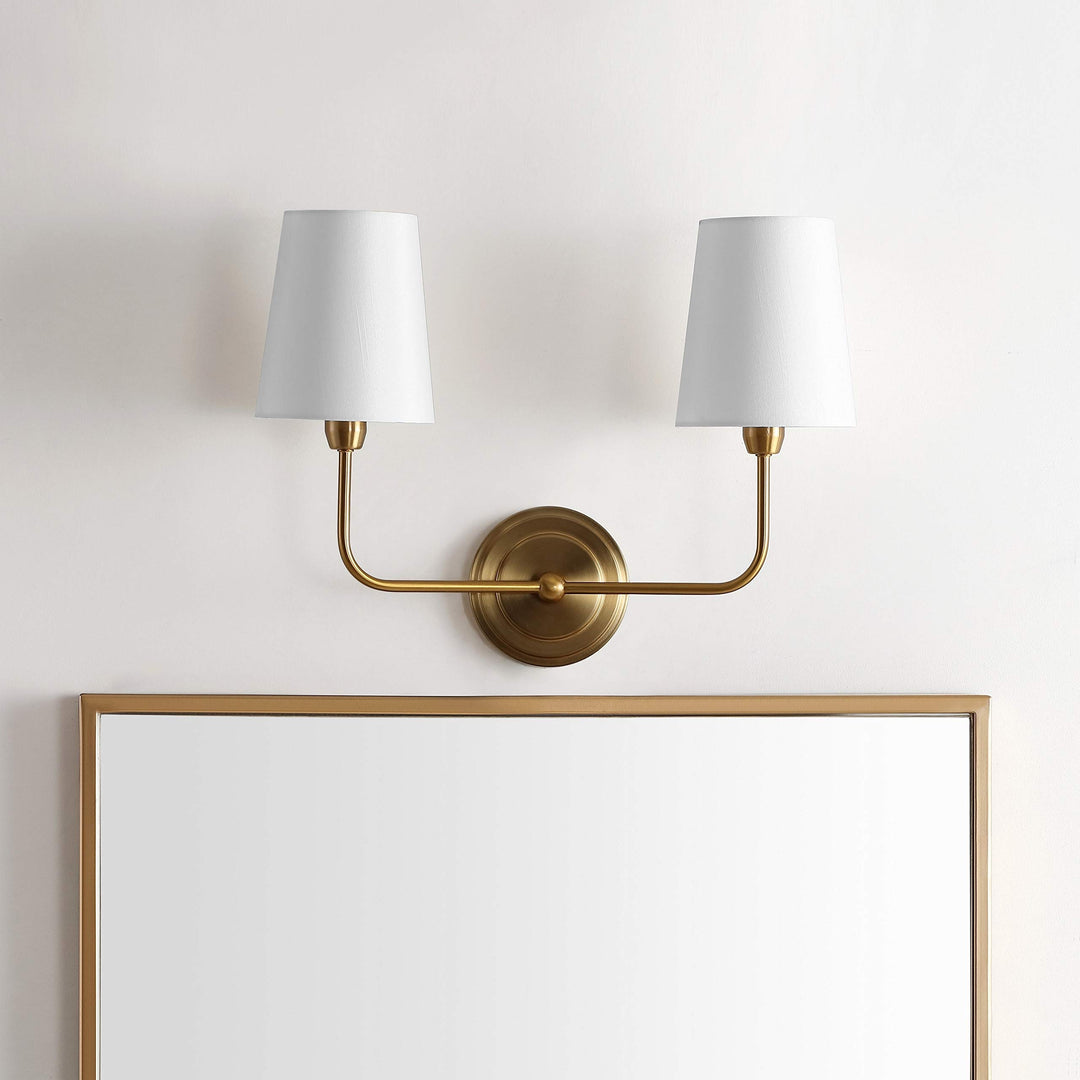 Lighting Ezra Two Light Wall Sconce - rass Metallic Modern Contemporary Metal