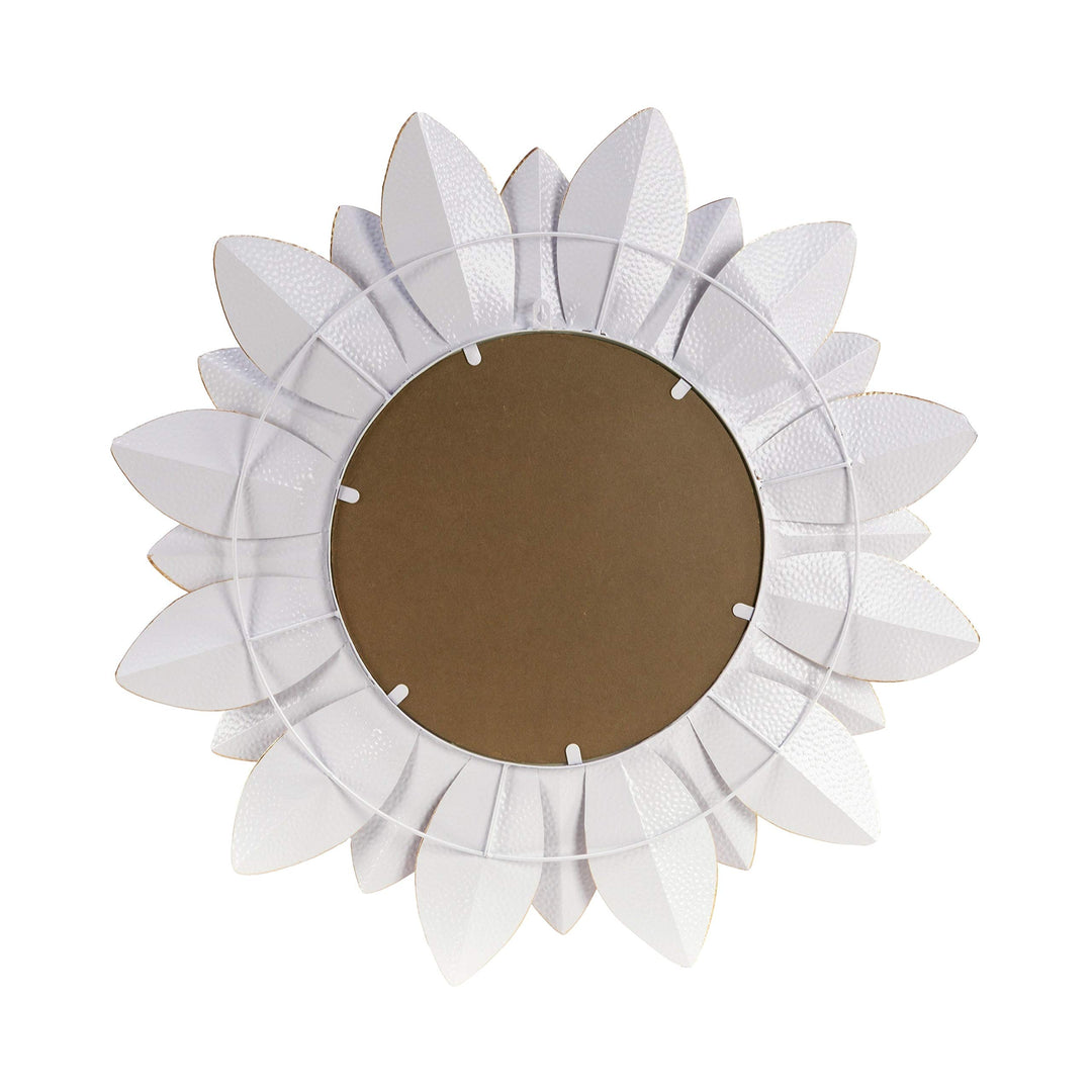 White Metal Starburst Wall Accent Mirror Farmhouse White/Gold