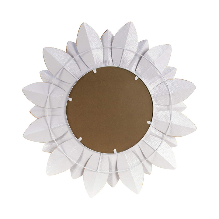 White Metal Starburst Wall Accent Mirror Farmhouse White/Gold