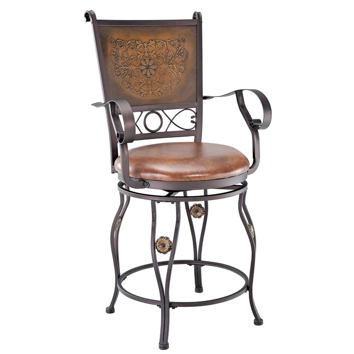 Counter Stool with Arms Brown Modern Contemporary Traditional Metal Bronze