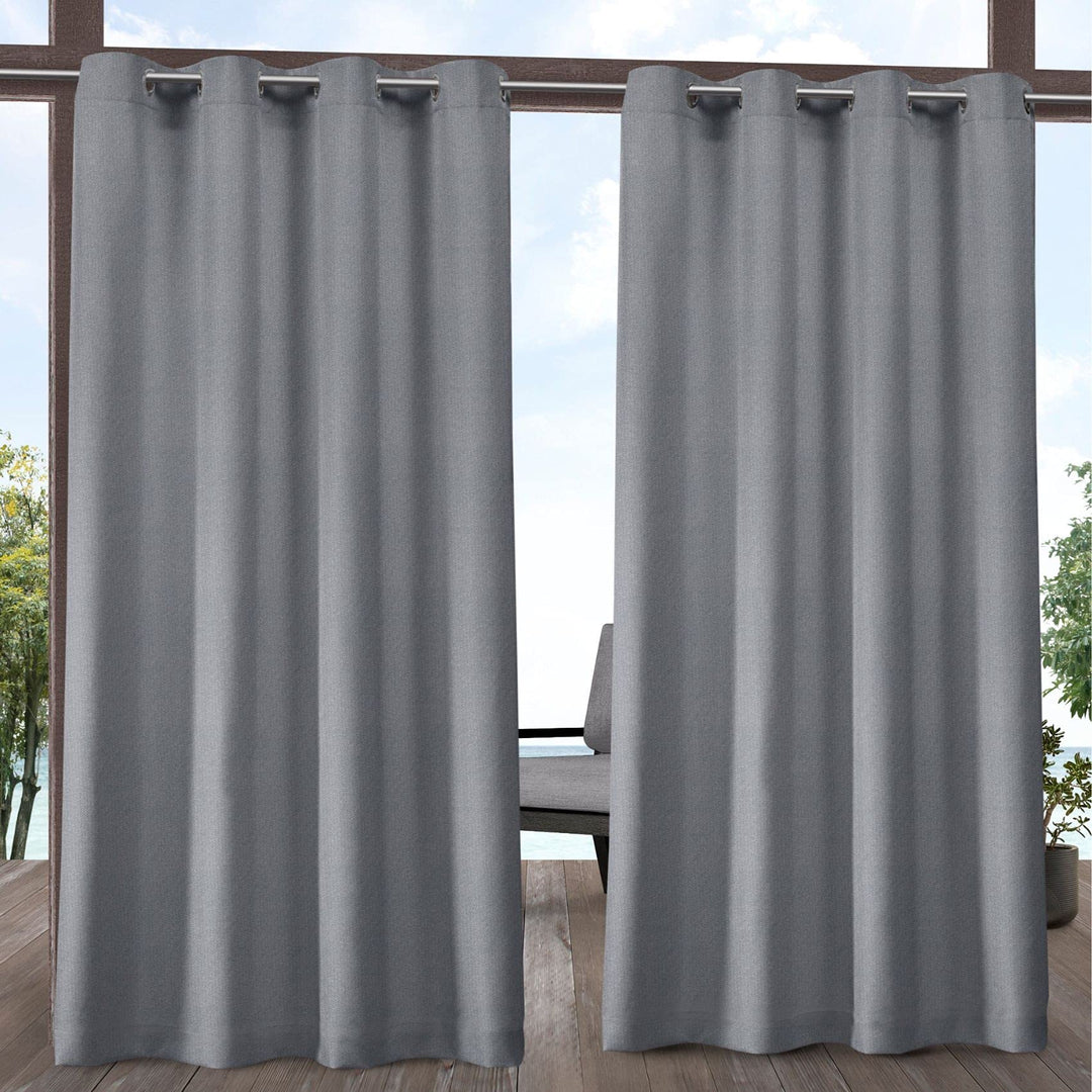 Exclusive Home Biscayne Indoor/Outdoor Two Tone Textured Grommet Top Curtain 54X108 - Navy