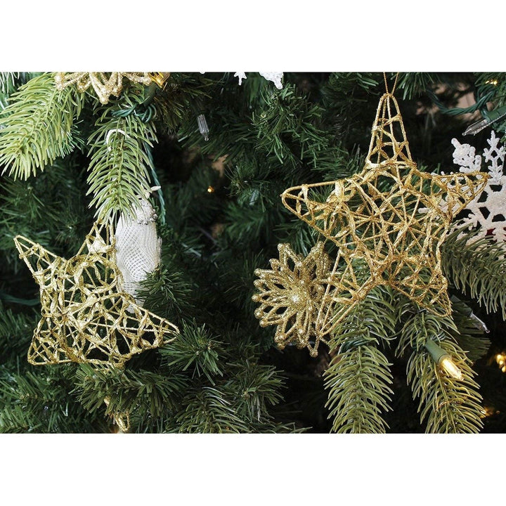 24 Pcs Christmas Tree Ornaments Gold Star Winter Decorations 6"x1"x5.7" - Diamond Home USA