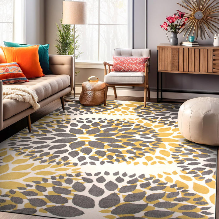 Rugshop Modern Floral Circles Area Rug