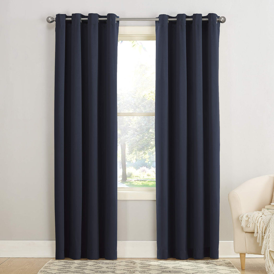 Sun Zero Barrow Energy Efficient Grommet Curtain Single Panel 54 x 95 - Navy