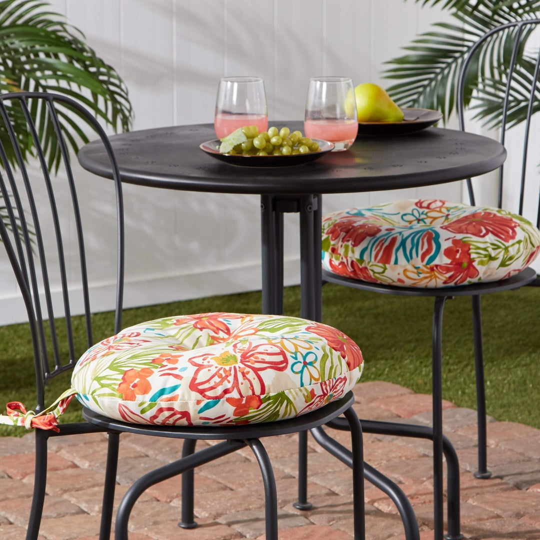 Floral Outdoor 15-inch Bistro Chair Cushion (Set of 2) Multi Color Casual