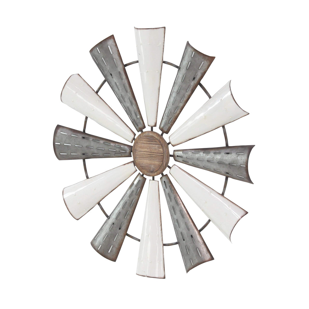 Industrial Pinwheel Iron Wall Decor White Rustic