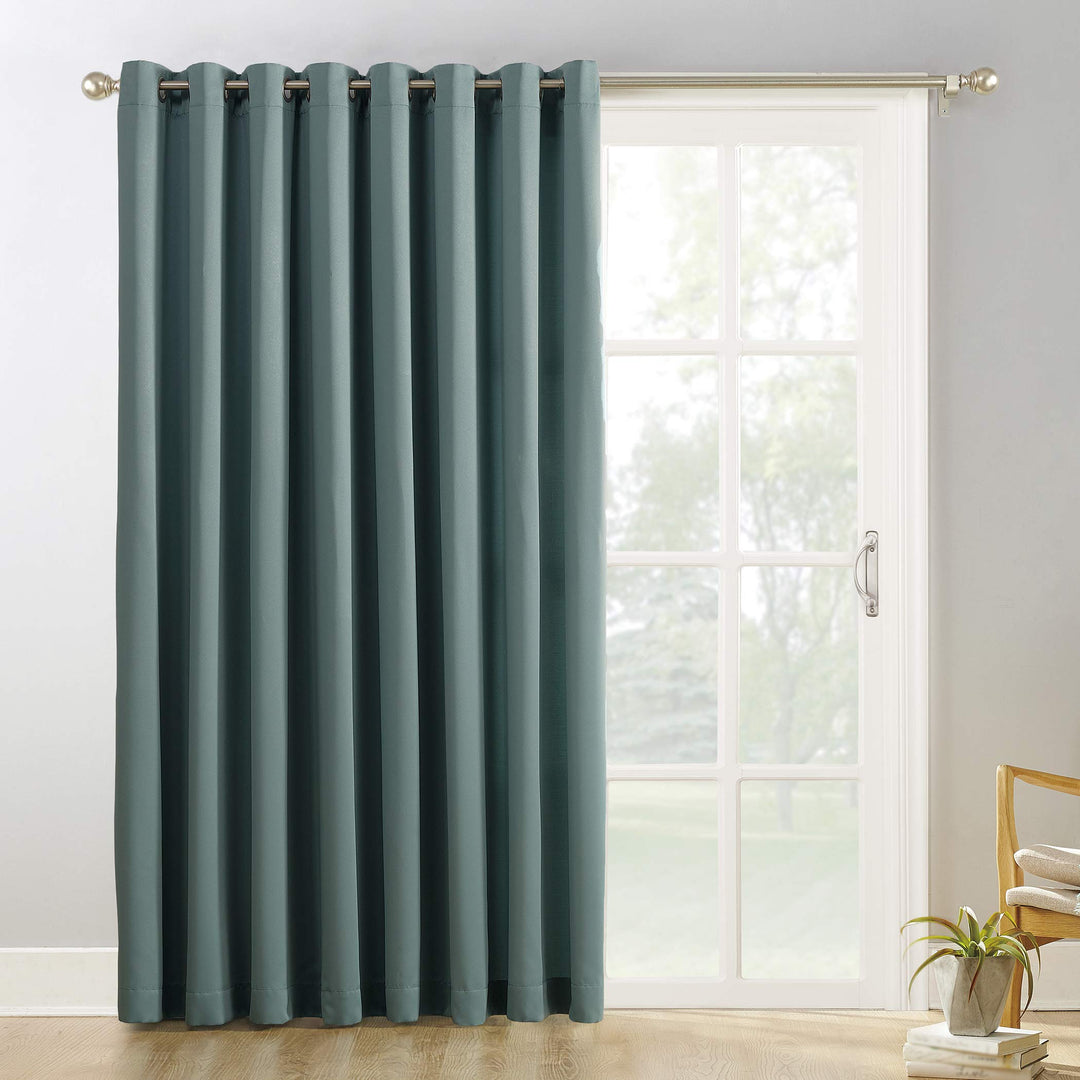 Sun Zero Easton Extra-Wide Blackout Grommet Sliding Patio Door Curtain Panel 100 x 84 - Mineral