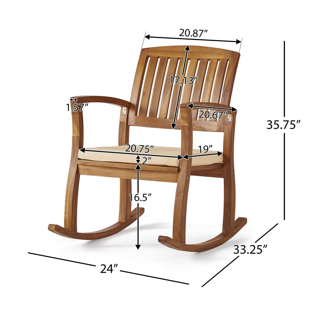 Christopher Knight Home Selma Acacia Rocking Chair with Cushion Teak Finish