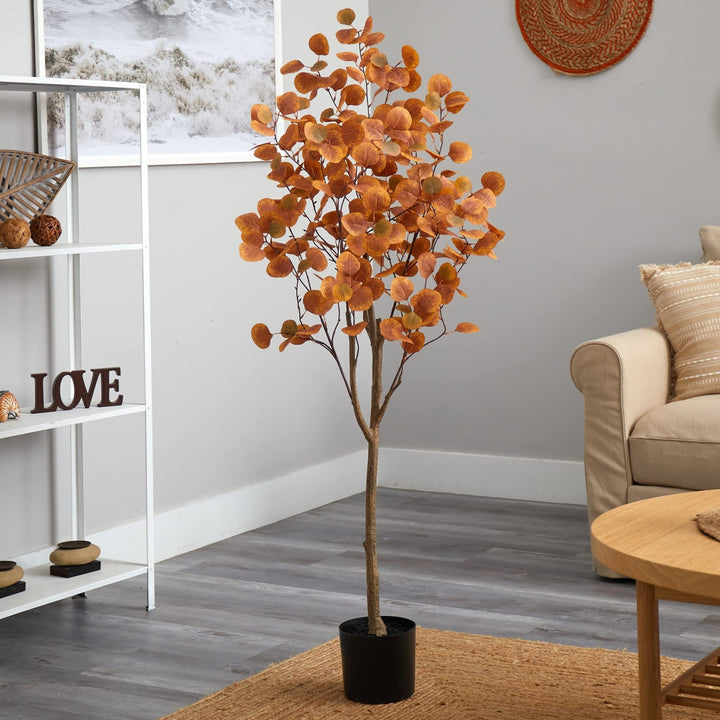 5' Autumn Eucalyptus Artificial Tree Black Handmade - Diamond Home USA