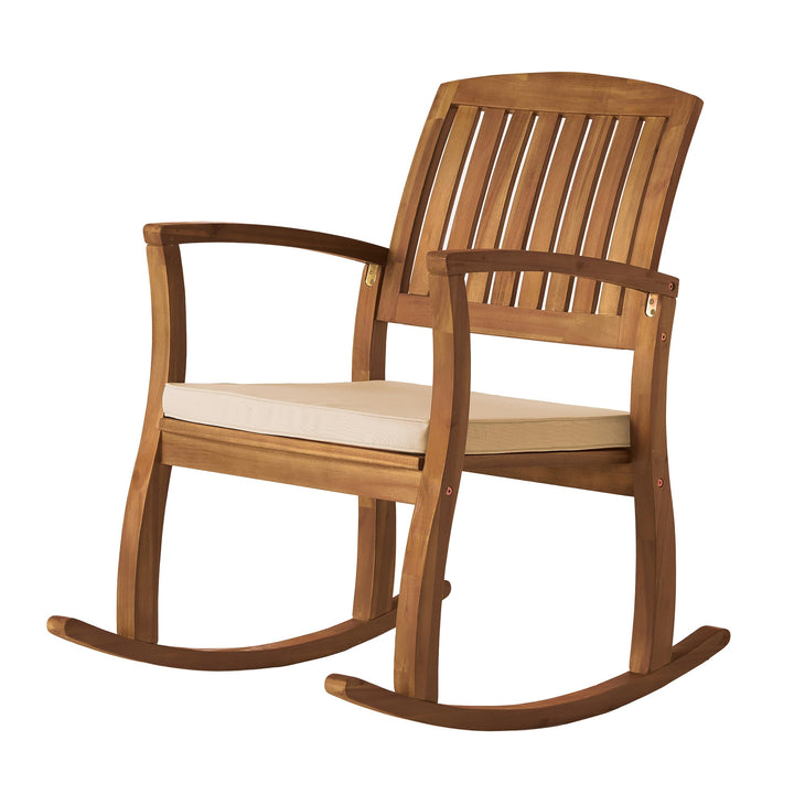 Christopher Knight Home Selma Acacia Rocking Chair with Cushion Teak Finish