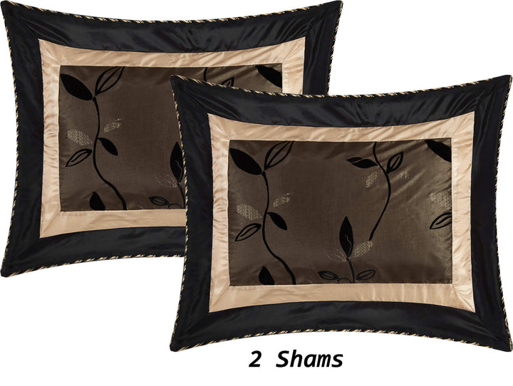 Nanshing Pandora 7 Piece Short Plush Print Leaves Comforter Set