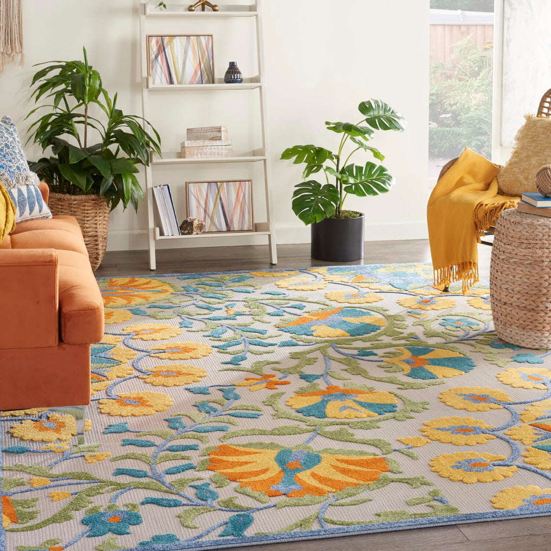 Nourison Aloha Indoor/Outdoor Multicolor 12' x 15' Area Rug Floral Tropical Easy