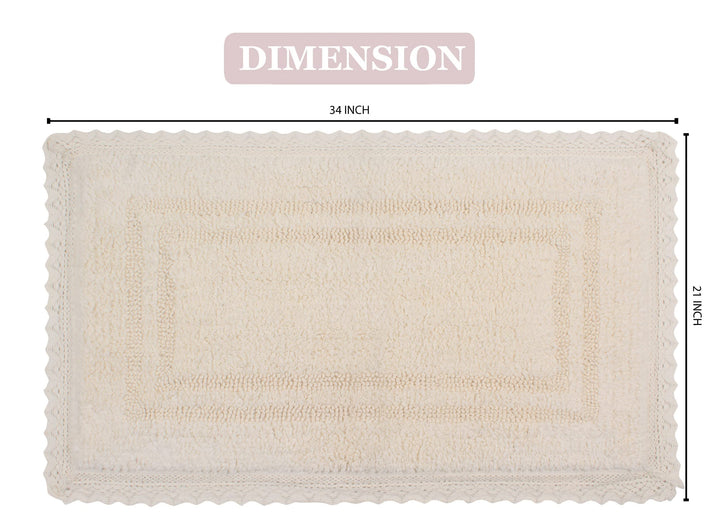 Home Weavers Opulent eversible Bathmat 100% Cotton Bathroom ugs Set Washable 21"x34" - Ivory