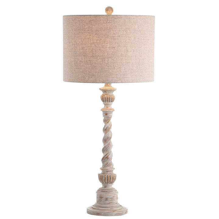 33" Rustic Resin Led Table Lamp White Wash Off/White Farmhouse Transitional - Diamond Home USA