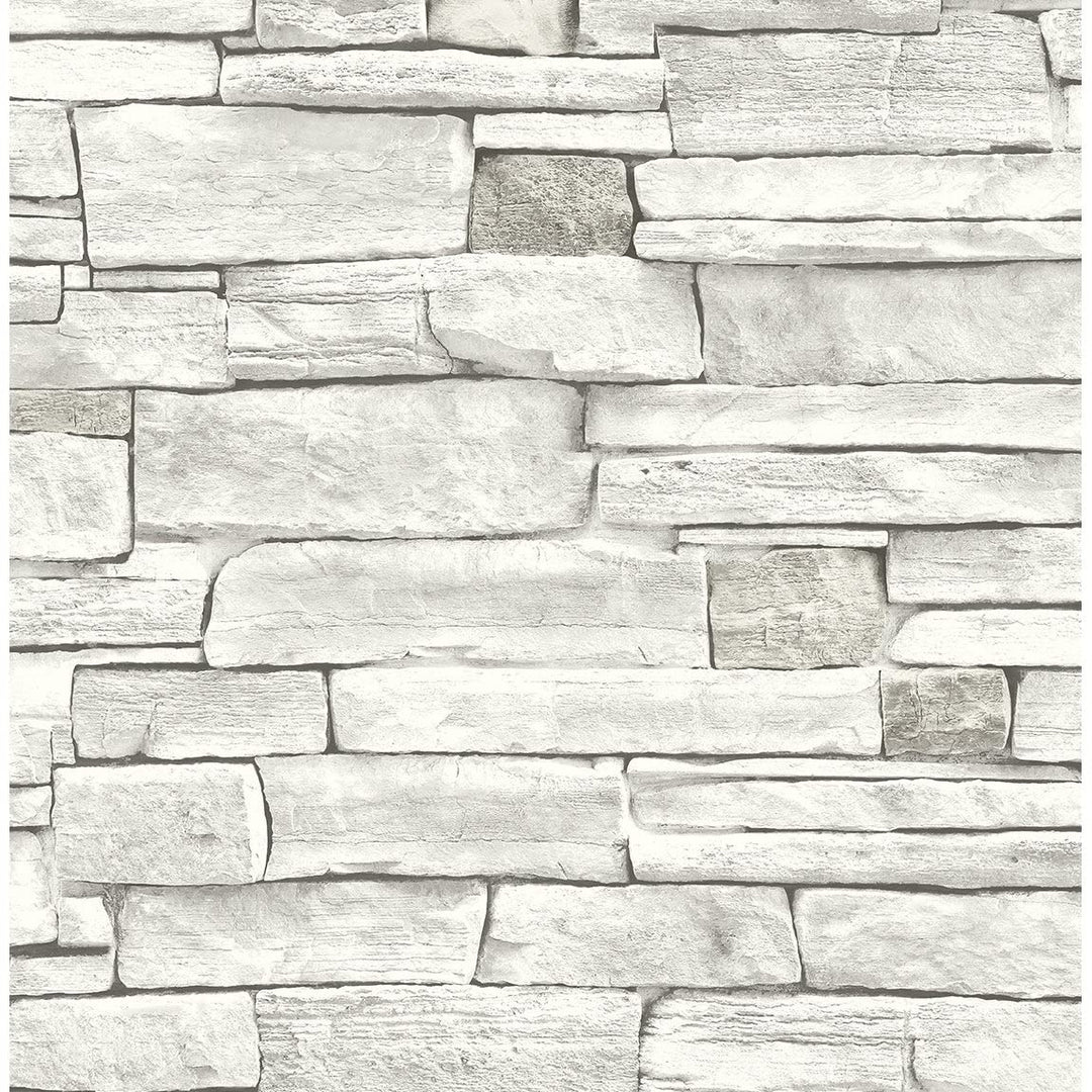 Stacked Stone Peel and Stick Wallpaper 20.5 in. W X 18 Ft. L Grey Off/White