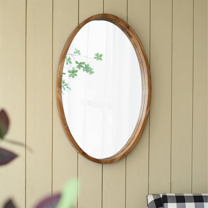 Wall Mirror with Wood Frame Brown