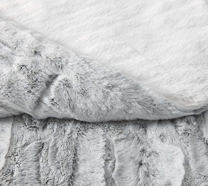 Christian Siriano - Luxurious Snow Leopard Fur Filled Neutral Throw (60" x