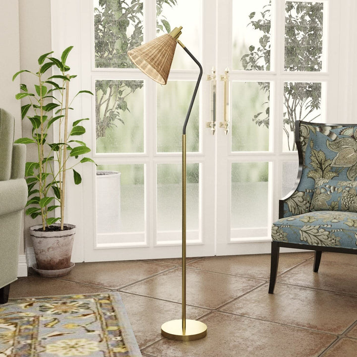 62" Task/Reading Floor Lamp Black Gold Farmhouse Modern Contemporary Energy