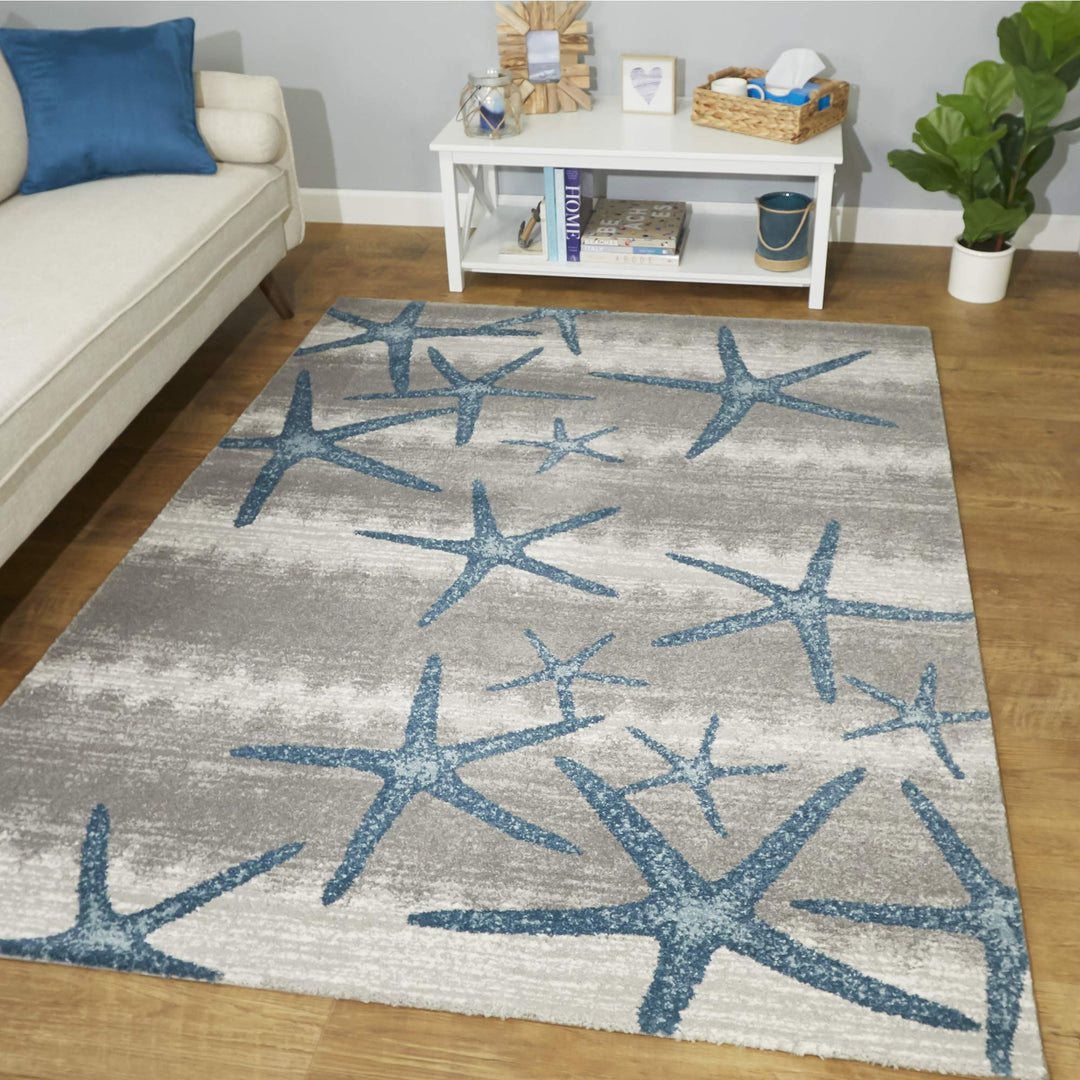 Balta Rugs Martin Coastal Starfish Area Rug 7'10" x 10' - Gray