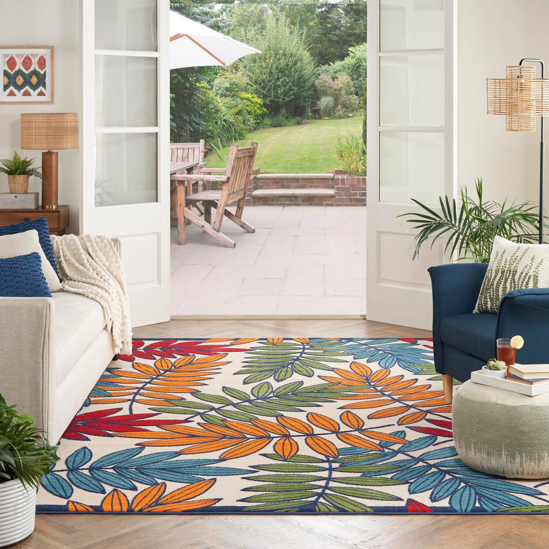 Nourison Aloha Leaf Print Vibrant Indoor/Outdoor Area Rug