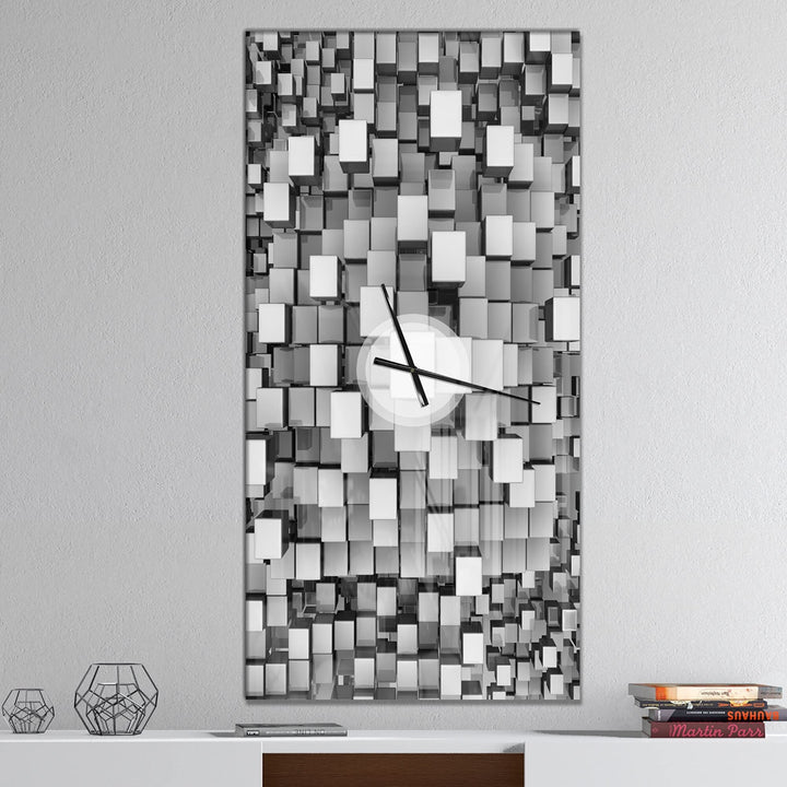 Design Art Designart 'Black and Grey Cubes' Oversized Modern all Clock 30 in.