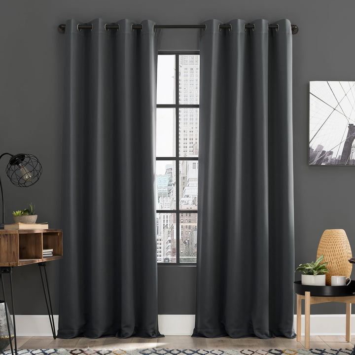 Sun Zero Soho Blackout Energy Efficient Grommet urtain Single Panel 54" x 63" 54 w x 63 l - Charcoal