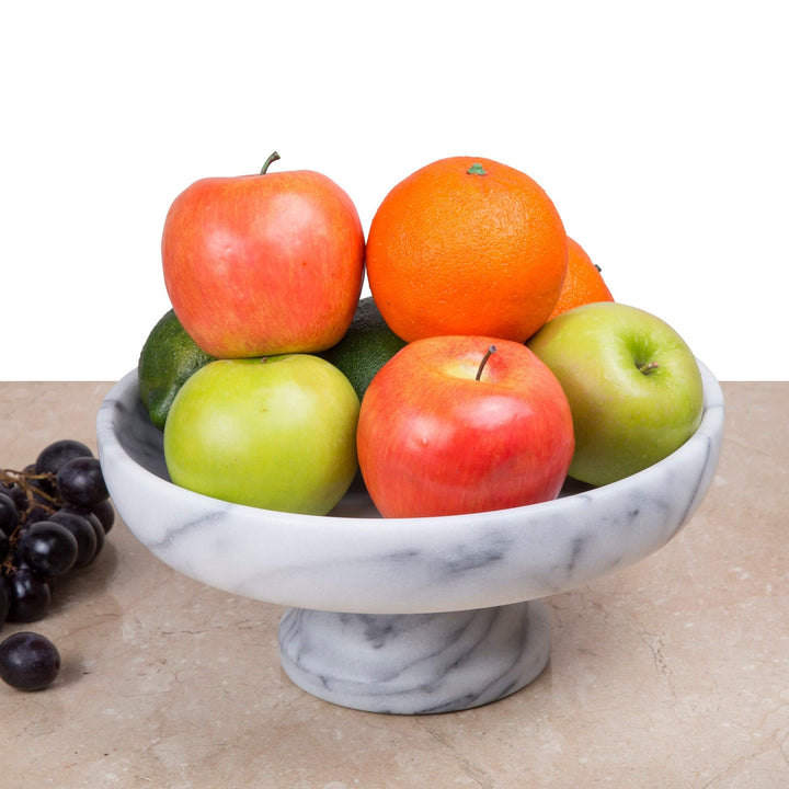 White Marble Fruit Bowl On Pedestal 1 Piece