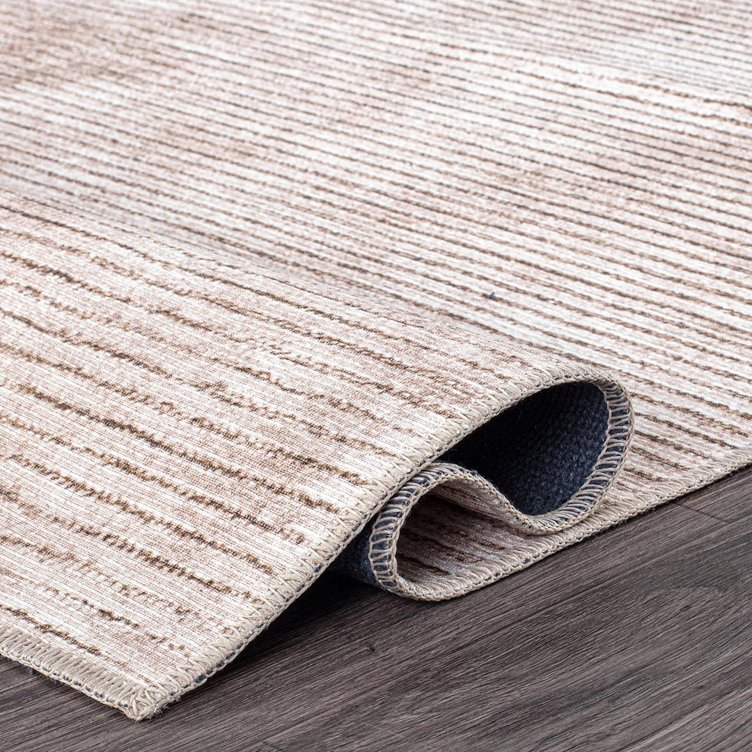 Contemporary Distressed Stripe Machine Washable Area Rug