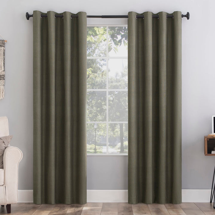 Sun Zero Columbia Thermal Insulated 100% Blackout Grommet Curtain Single Panel 50x95 - Olive Green