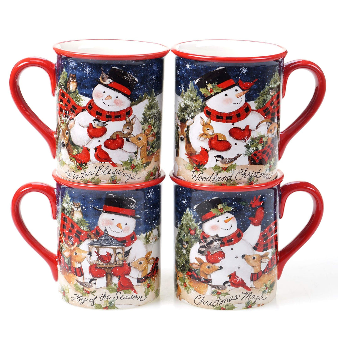 Magic of Christmas Snowman 16-Piece Dinnerware Set Service for 4 Green Multi