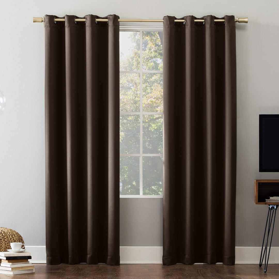 Sun Zero Nordic Theater Grade Extreme 100% Blackout Grommet Curtain Single Panel 52 x 95 - Deep Chocolate