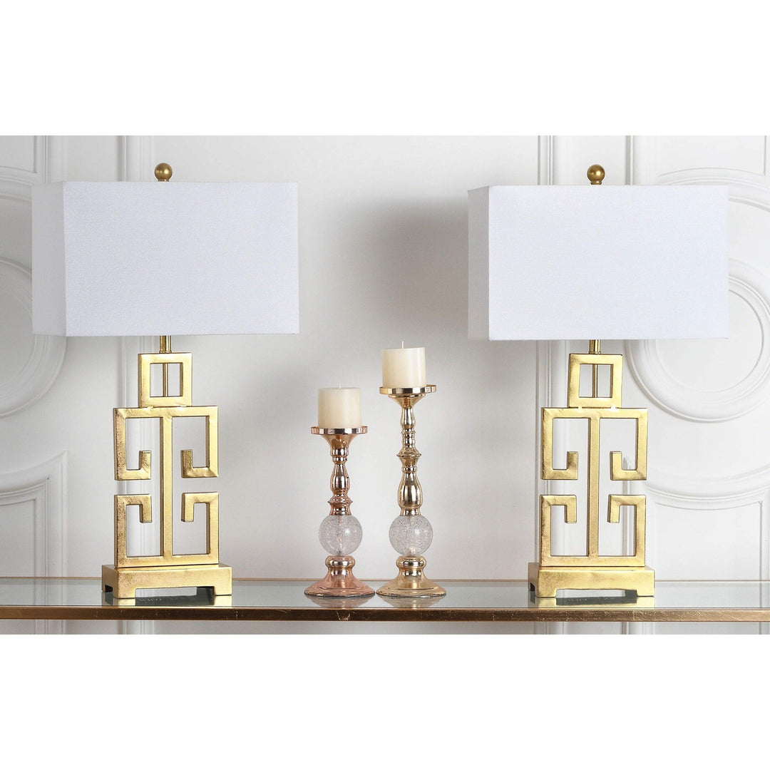 Lighting 28.75-inch Greek Key Antiqued Gold Table Lamp (Set of 2) - 16" X 9" 29"