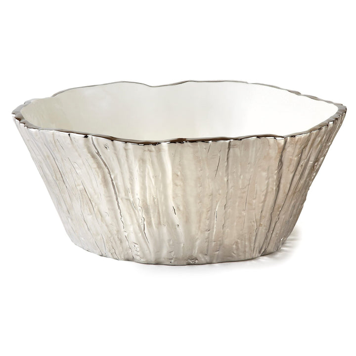 Titanium Porcelain Tree Bark Bowl 10.5" Silver