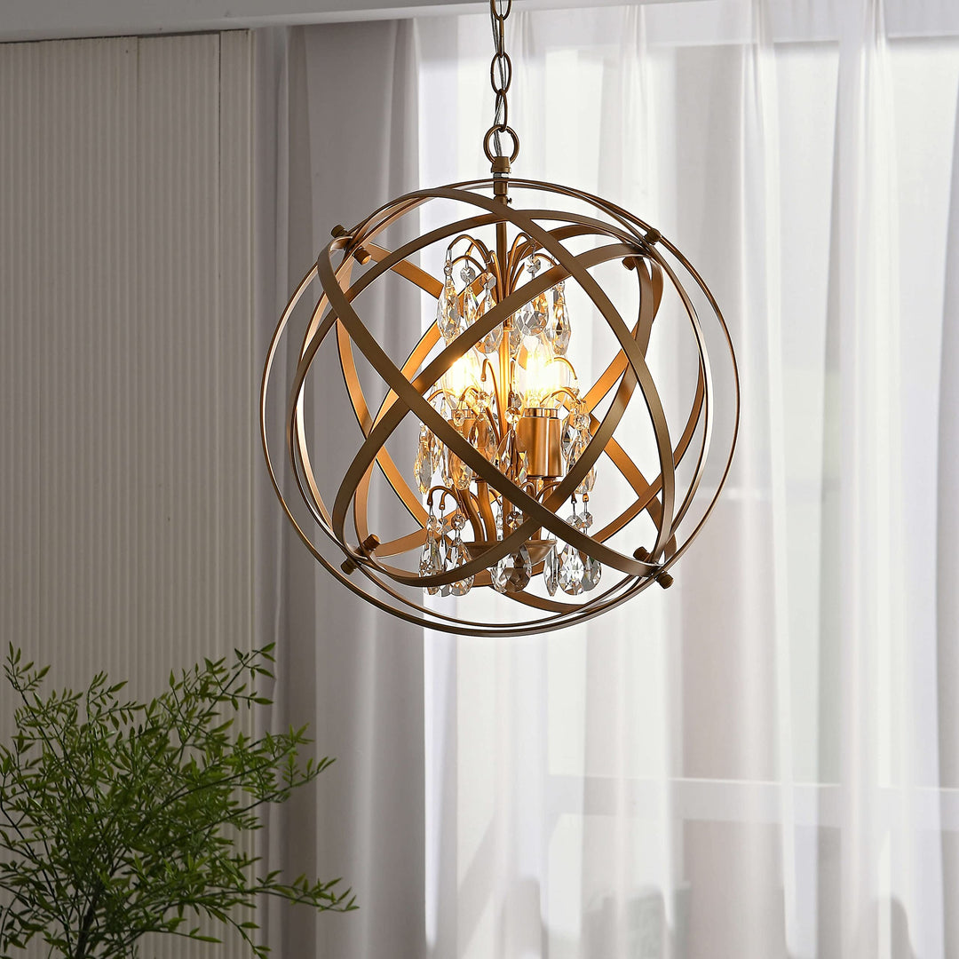 The Lighting Store Benita 4-Light Metal Globe Crystal Chandelier