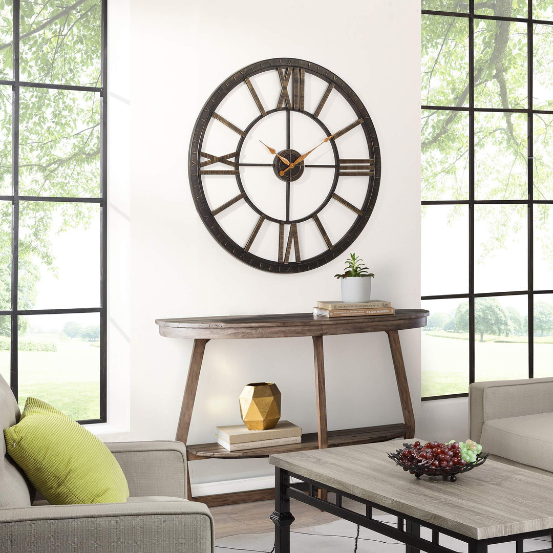 FirsTime & Co. Bronze Big Time Wall Clock Large Vintage Decor for Living Room Oil Rubbed Bronze