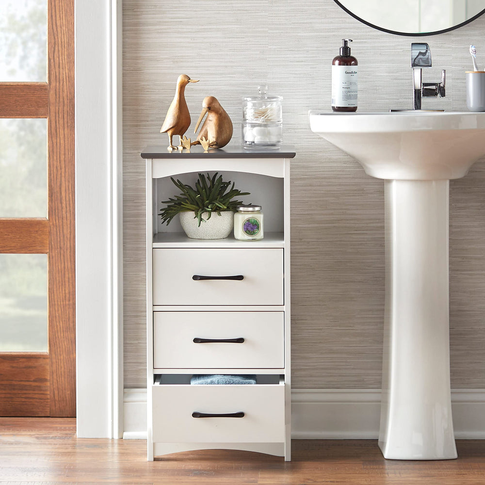 3-Drawer Bathroom Cabinet White Farmhouse Transitional MDF Painted Includes - Diamond Home USA