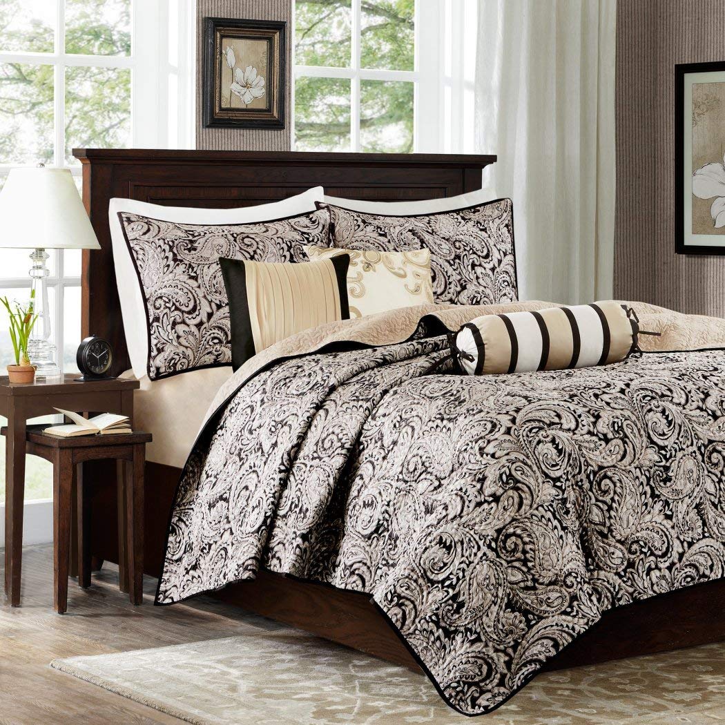 6 Piece Paisley Coverlet Set Damask Floral Sleek