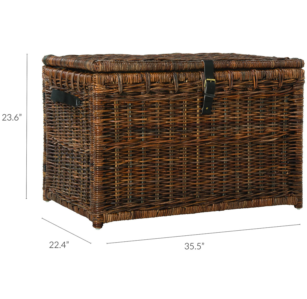 happimess HPM9004A Michael 35" Wicker Storage Trunk Collapsible for flat storage