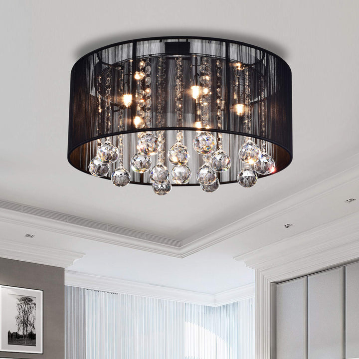 Warehouse of Tiffany Jasmine Crystal Chandelier Black 9"