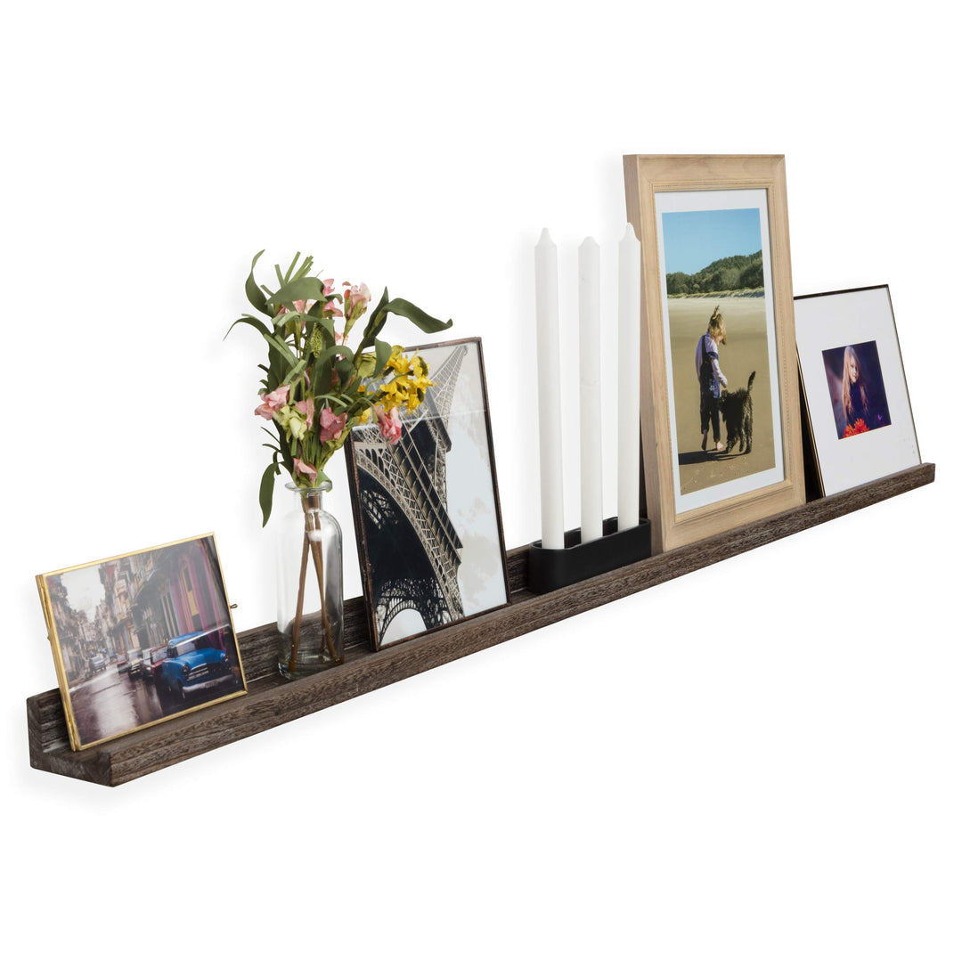 Rustic State Ted Wall Mount Long Narrow Picture Ledge Photo Frame Display - 60 Burnt Brown